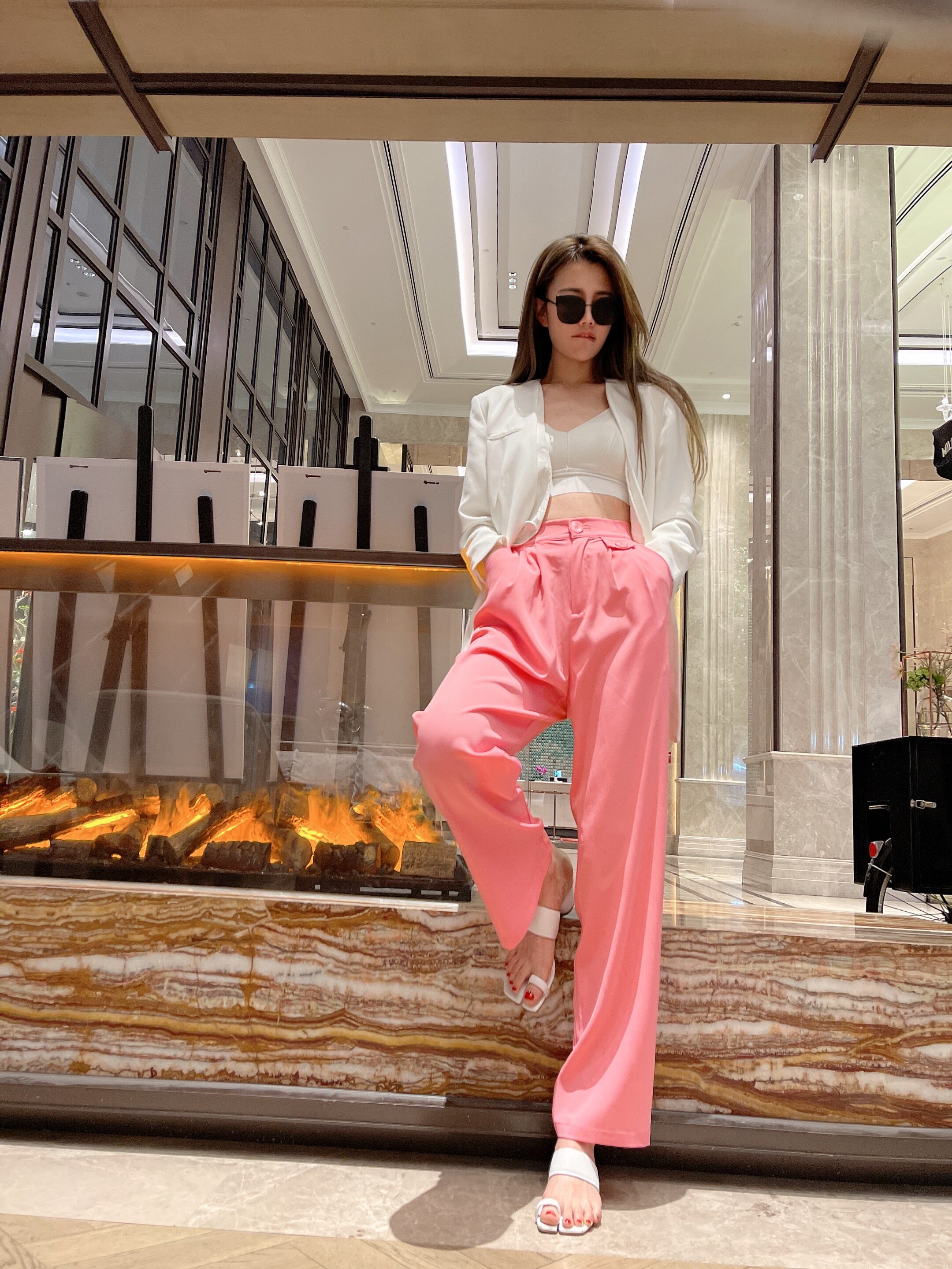 apple姐姐2021ss款街头潮搭休闲纯色长裤