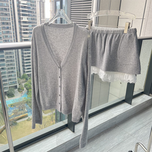 减龄小情新羊毛开衫 百搭时尚 半裙蕾丝半裙 BARRIFAIT