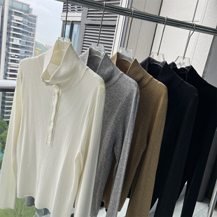 百搭立领扣子百搭羊毛针织上衣 BARRIFAIT