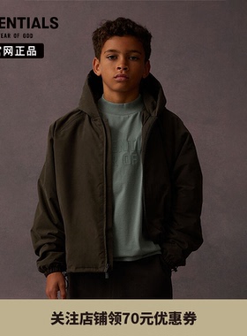 【24年新款】Fear of God Essentials后背大LOGO拉链连帽棉服