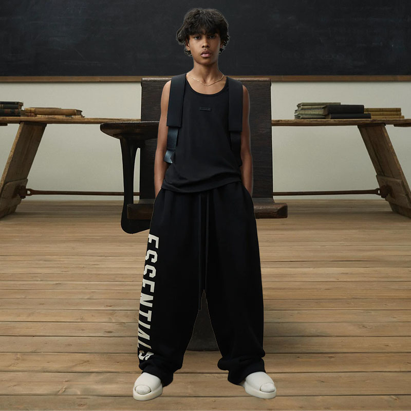 【24年新款】FOG Fear Of God Essentials儿童运动撞色阔腿长裤