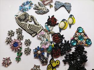 漂亮花片百搭彩色串珠布贴服装辅料手工diy配件百搭布艺旧衣改造