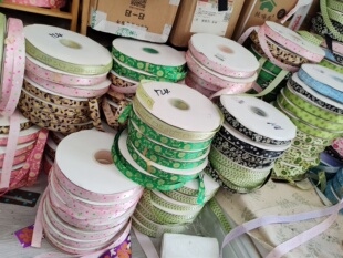 漂亮纯色百搭发饰配件辅料手工蝴蝶结印花丝带螺纹带缎带娃衣便宜