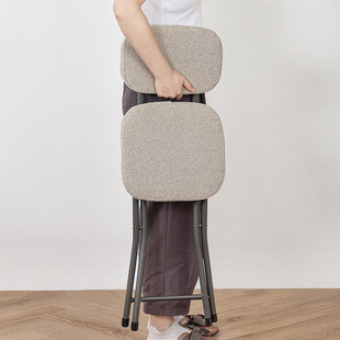 日式小户型ins简易餐椅方形布艺软垫靠背椅不占地方陪读折叠椅凳