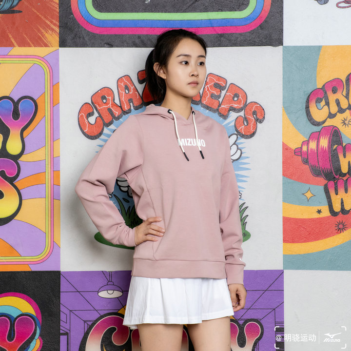 特价美津浓女子保暖连帽运动卫衣