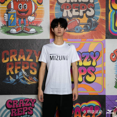 特价美津浓男子运动纯棉圆领短袖