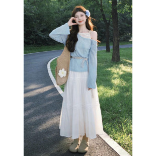 长裙套装 2026早春新款 漂亮绝美巨好看连衣裙子初夏海边度假风罩衫