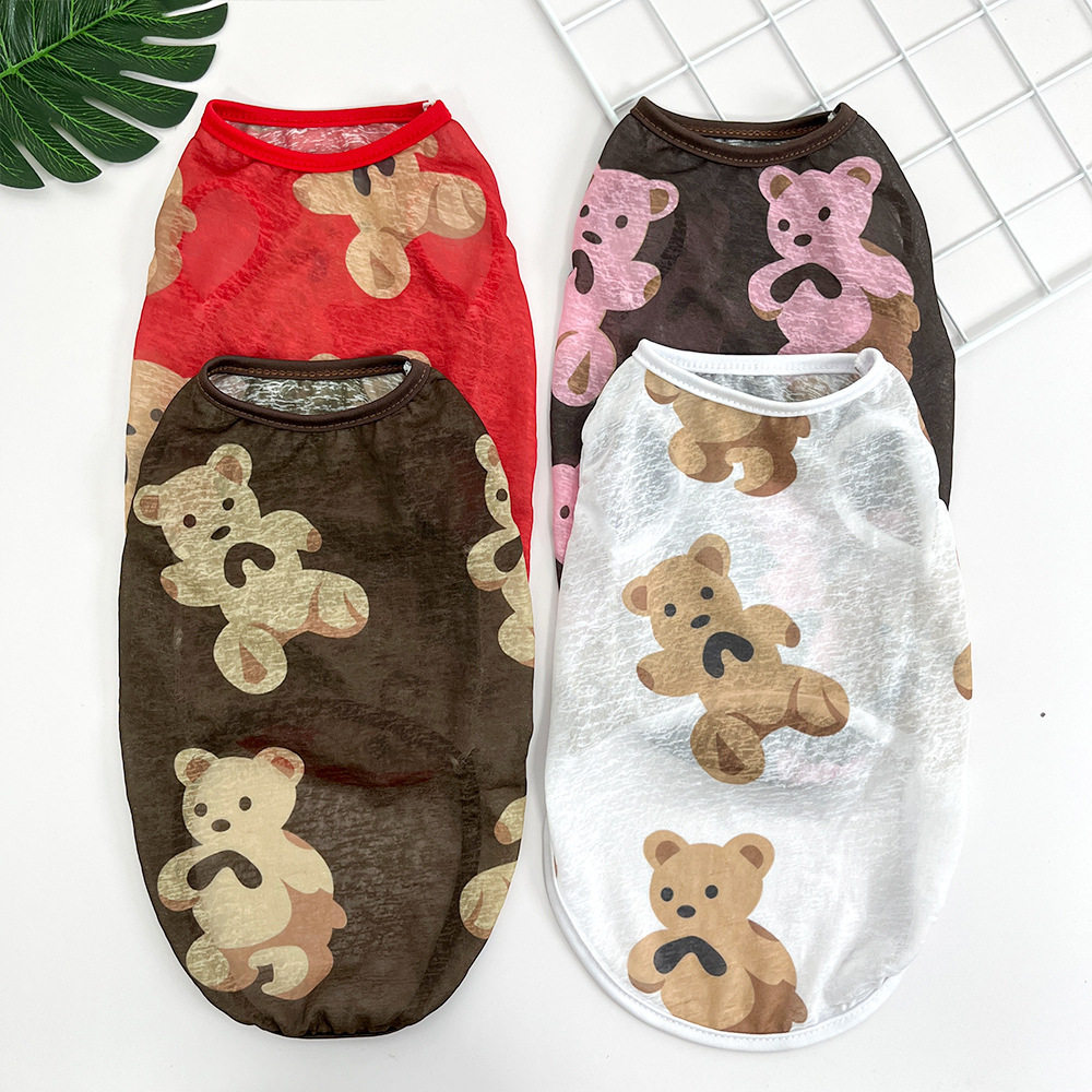 大狗宠物夏季猫背心衣服狗用品狗狗猫咪大熊印花柯基金毛服装