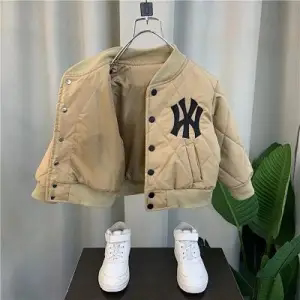 男童加绒外套秋冬装 洋气宝宝棒球服儿童帅气上衣加厚棉衣 2024新款