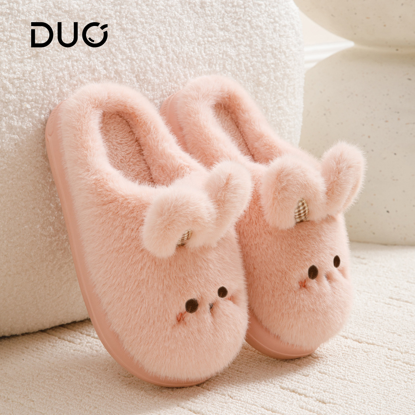 卡通兔子棉拖鞋女厚底防滑保暖