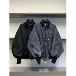 独处 美式 2025冬季 设计师款 做旧螺纹牛仔白鸭绒羽绒外套男 新款