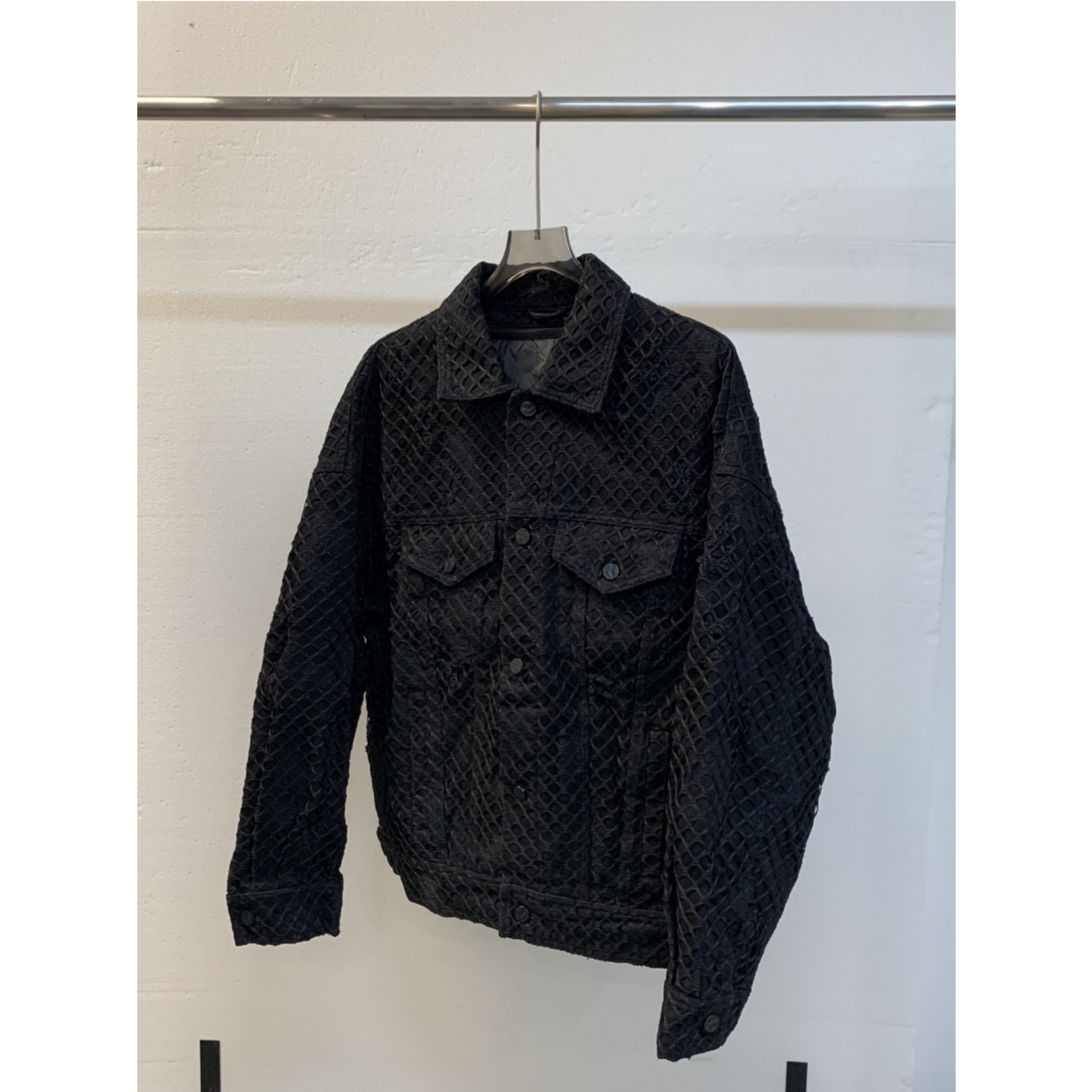 镂空网状可拆卸内胆牛仔羽绒服