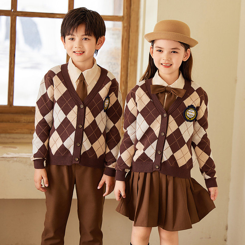 英伦学院风小学生毛衣马甲校服套装秋冬新一年级儿童班服幼儿园服