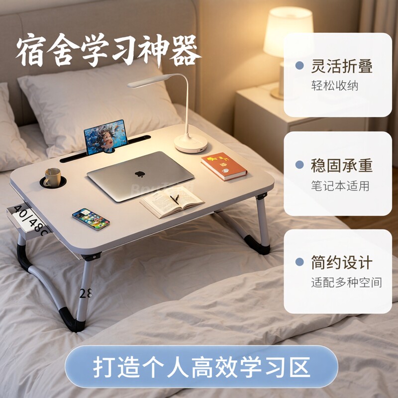 宿舍可折叠床上书桌可放笔记本电脑懒人桌学生上铺学习简约小桌子