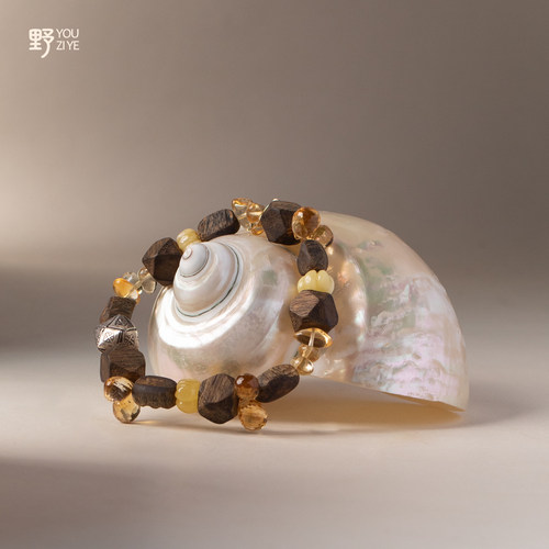 由子野丨回望天真丨原创设计沉香黄水晶手链手串925银童趣小众