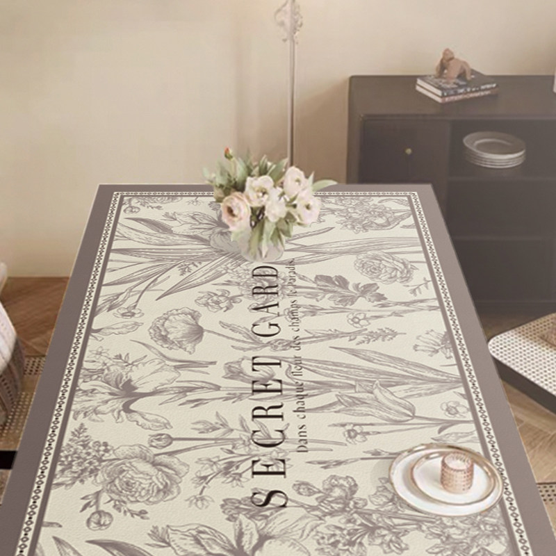 复古轻奢桌布防水防油免洗餐桌垫高级感长方形可伸缩圆桌防烫隔热