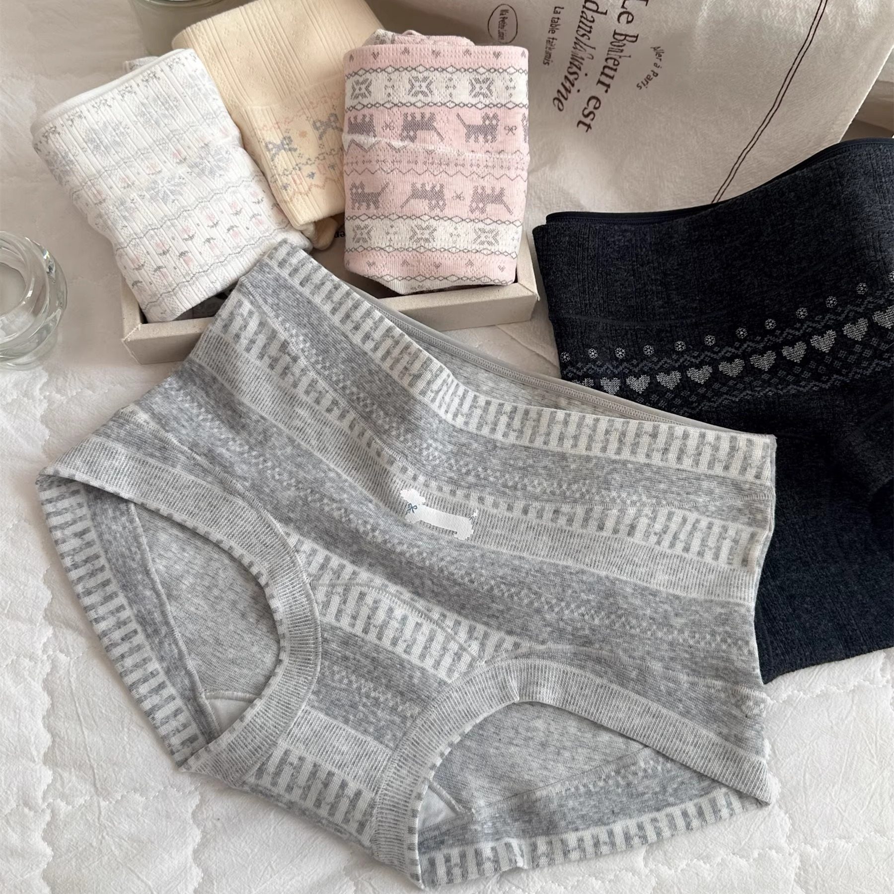 【泽衣壹品】复古费尔岛纯棉全裤10A抑菌加长裆包臀小平角内裤女,女士内衣/男士内衣/家居服,女三角裤,淘宝优惠券,粉丝福利购,淘宝优惠卷