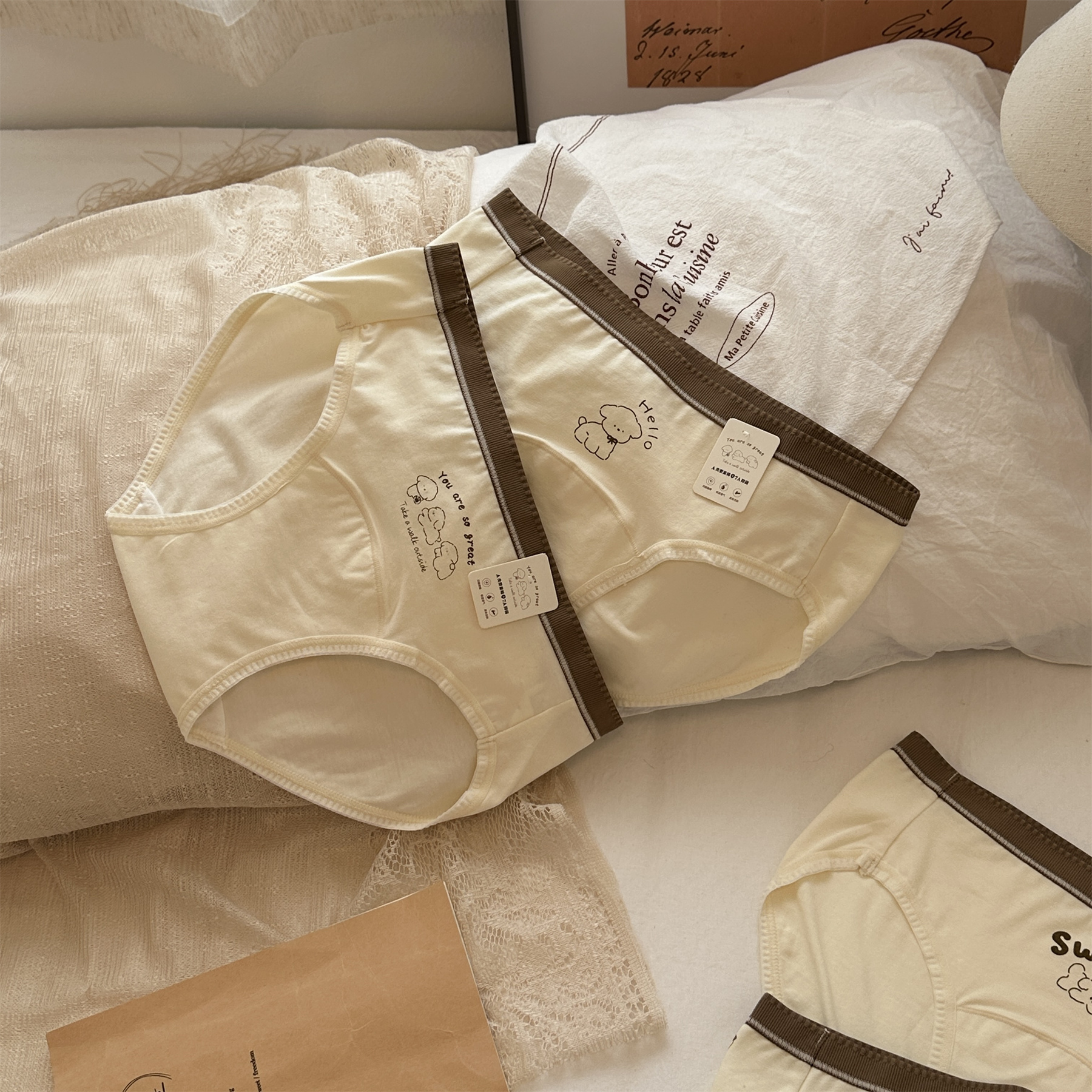 可爱印花小狗纯棉内裤少女7A