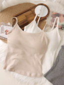 升级乳胶胸垫 螺纹棉免穿打底吊带背心带胸垫外穿细肩带吊带女