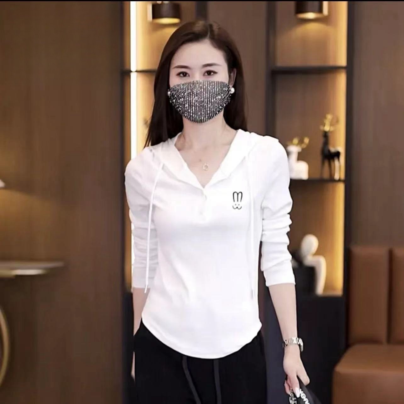 连帽卫衣女士薄款2025秋季新款时尚显瘦修身上衣洋气百搭休闲T恤