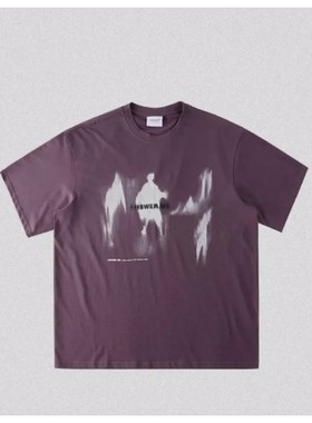 edge studio 边缘工作室 圆领短袖宽松纯棉人影图案宽松T恤夏男潮