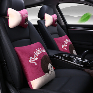 四件套汽车抱枕一对情侣绒布个性新款车内新款绒布结婚靠垫套