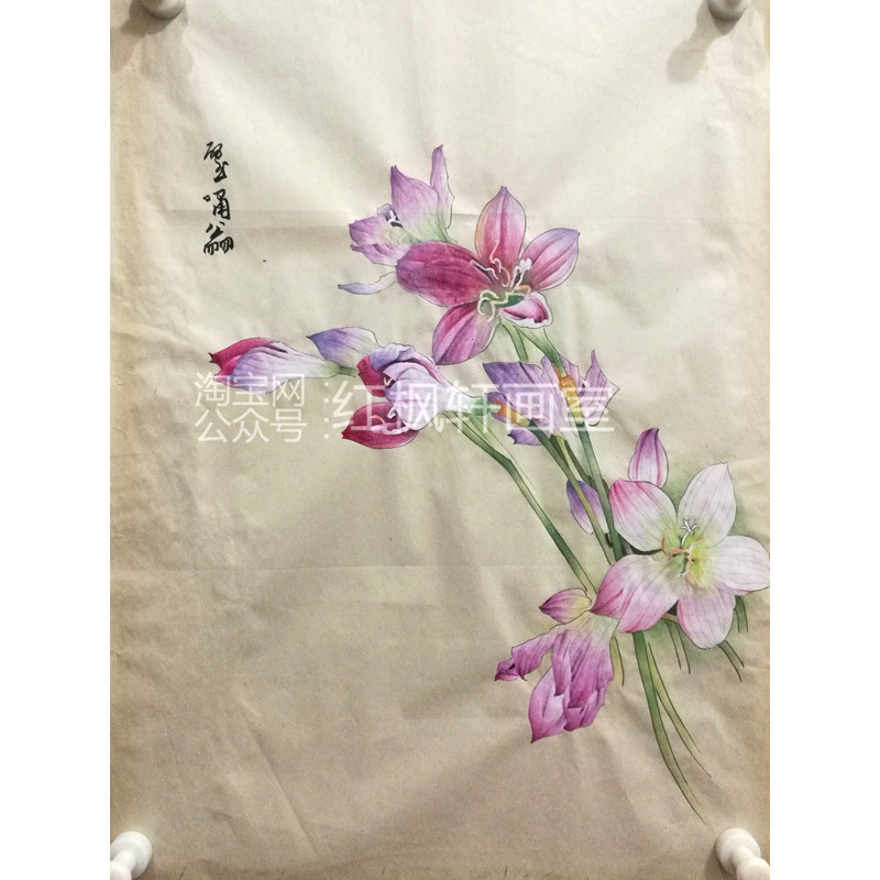 仿古工笔花鸟画白描底稿国画小品熟宣纸勾线笔手画图片定制手绘稿