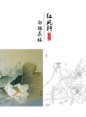 工笔画白描底稿小民花鸟相望