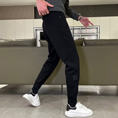 百搭小脚休闲裤 冬季 束脚修身 烫花黑色长裤 加绒潮牌运动卫裤 男秋季