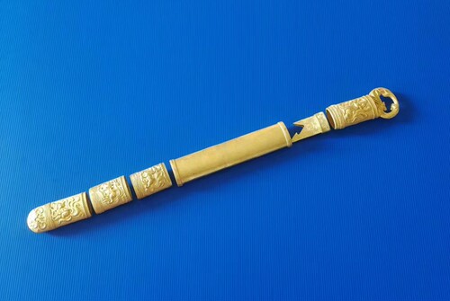 新品包邮龙泉剑配件日式动漫装具不良人黄铜雕花精雕工艺九尾狐图