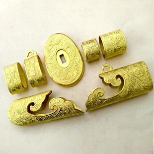 包邮龙泉剑黄铜雕花苗刀配件龙纹雁翎刀素装黄铜太极刀绣春刀装具