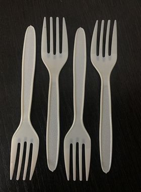 包邮一次性叉子商用塑料小叉子黄色蛋糕叉西餐叉水果甜品叉12.5CM