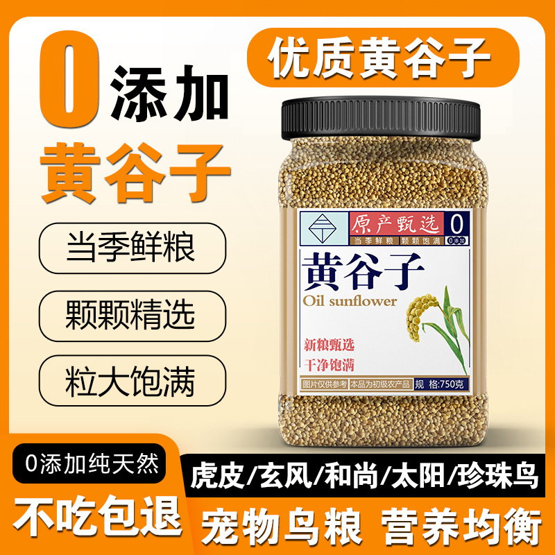 黄谷子应季新粮带壳小米鹦鹉鸟食营养黍子加纳珍珠玉鸟当季罐装斤