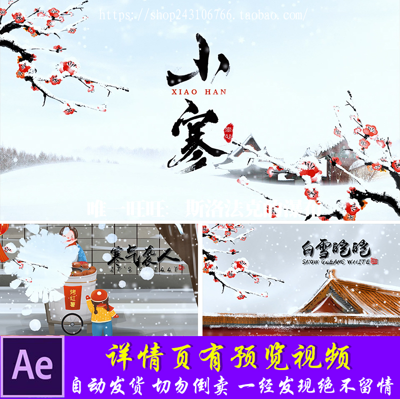 精美二十四小寒节气插画mg动画微信朋友圈微信朋友圈片头ae模板a