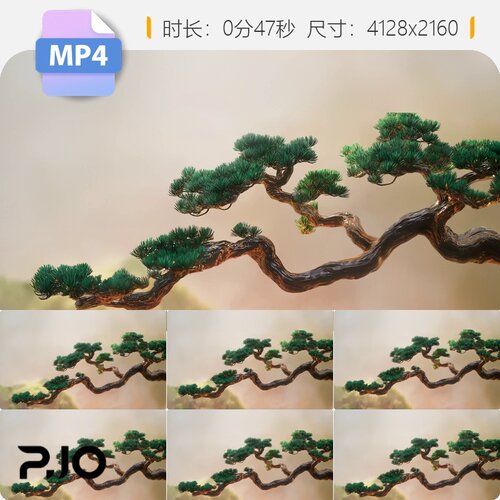 高清喜上枝头4KLED春晚舞蹈背景松树国风禅意园林艺术视频素材