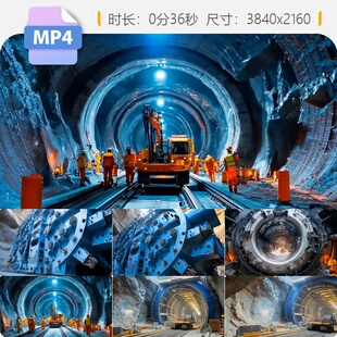 高清隧道建设盾构机施工基础工程现场挖掘地下交通山洞视频素材