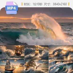 高清大海帆船乘风破浪远航冒险拼搏砥砺奋进气势磅礴视频素材