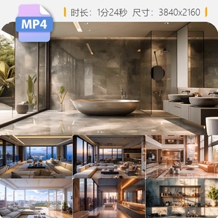 高清时尚简约高端住宅公寓别墅大理石装修优雅客厅豪华室视频素材