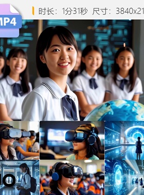 高清教育数字化未来学校VR智慧课堂AI互动博物馆创新变革视频素材