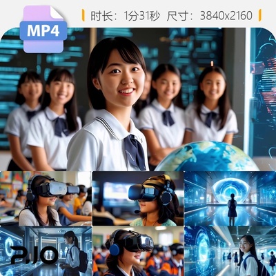 高清教育数字化未来学校VR智慧课堂AI互动博物馆创新变革视频素材