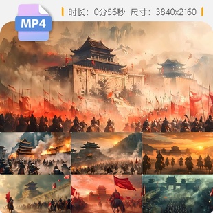 高清古长城战场历史战争城楼战旗千军万马沙场点兵刀剑交视频素材