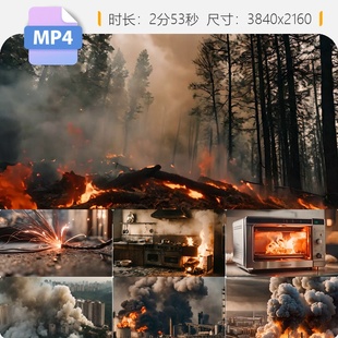 高清火灾消防警示教育素材工厂爆炸楼房浓烟生产安全视频素材