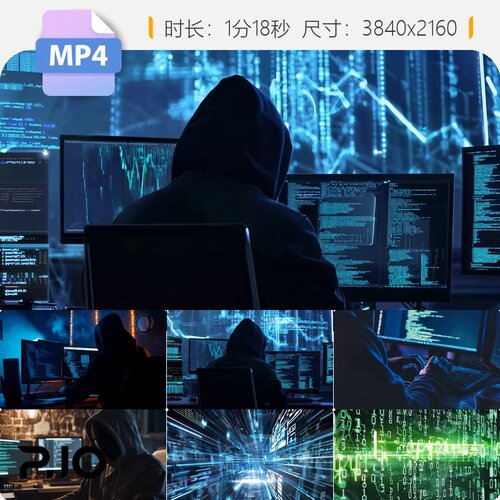 高清黑客攻击比特币网络安全数据加密与区块链防御技术视频素材