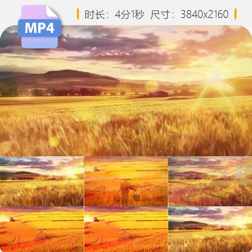 高清在希望的田野上金色秋天丰收稻谷农业舞蹈背景歌曲大视频素材