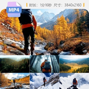高清徒步登山攀岩露营背包旅行户外探险挑战成长享受美景视频素材