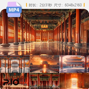 高清宫殿华美宽屏背景孔明灯唐朝盛世中国风led金銮殿视频素材