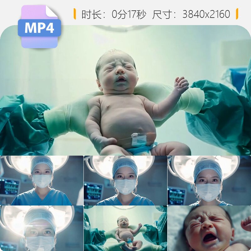 高清产科医院新生婴儿啼哭分娩场景母爱护理月子中心宣传视频素材