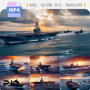 高清航母编队4K巡航舰队演习战略威慑乘风破浪守护海疆视频素材