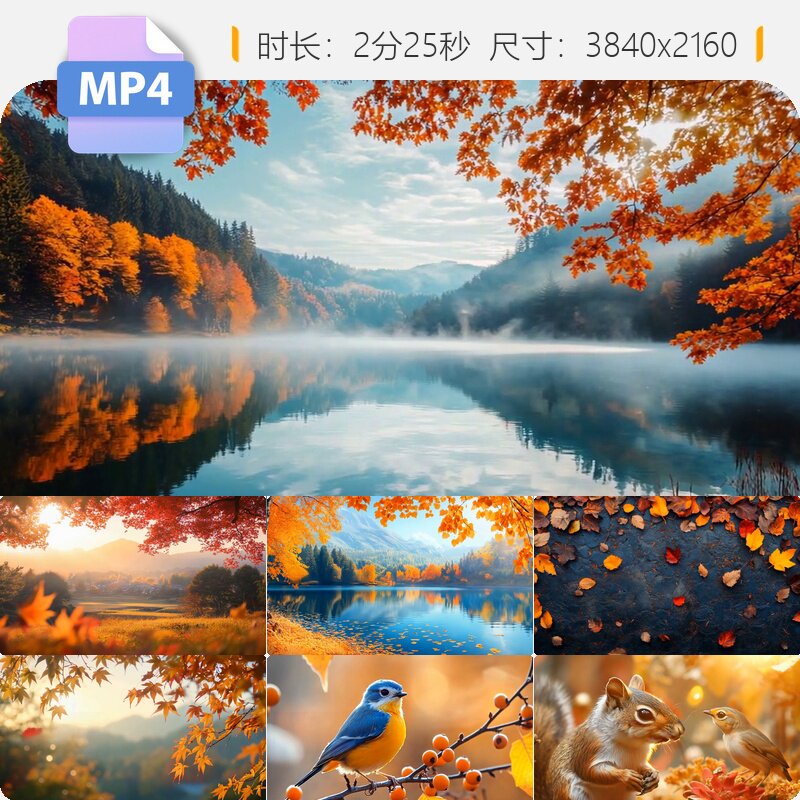 高清立秋秋分唯美节气风景红叶枫银杏芦苇金风霜降暖阳森视频素材