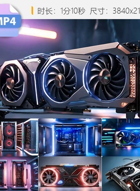 高清4K赛博朋克电脑主机显卡服务器GPU芯片8ti算力以视频素材